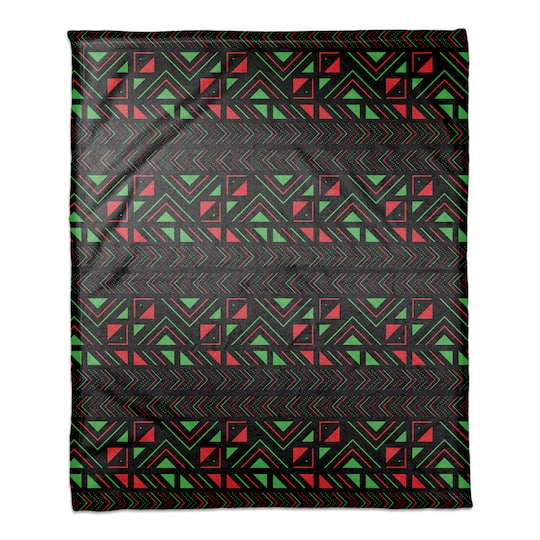 Kwanzaa Triangle &#x26; Geometric Pattern Coral Fleece Blanket